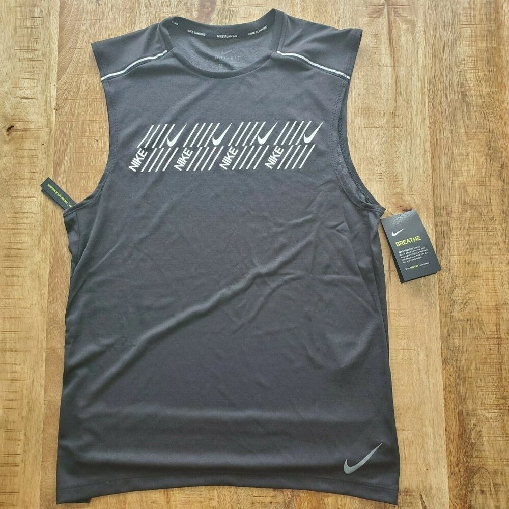 Nike Mens DRI-FIT Muscle Tank Running Reflective Tank Top CD7916-010 Sz Small